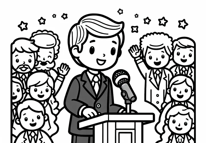 Bürgermeister hält Rede auf Veranstaltung - Malvorlage kostenlos