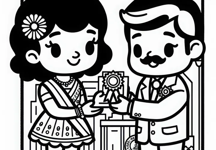 Bürgermeisterin ehrt Bürger mit Auszeichnung – Ausmalbild kostenlos