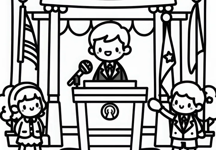 Rednerpult eines Bürgermeisters – Ausmalbild einfach gratis