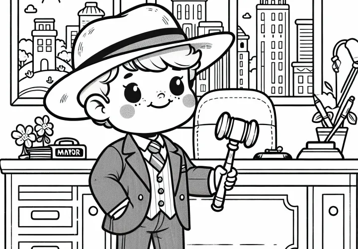 Kind als Bürgermeister – Malvorlage zum Ausdrucken und Online Ausmalen