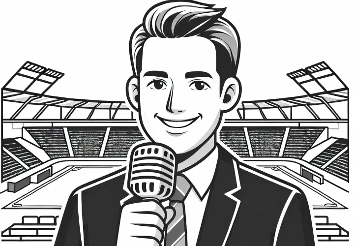 Stadionsprecher begrüßt Zuschauer – Ausmalbild kostenlos