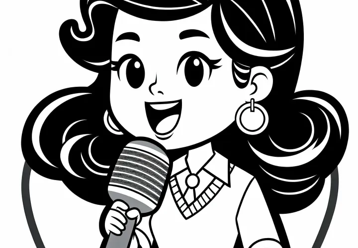 Stadionsprecherin kündigt Halbzeit an – Ausmalbild einfach kostenlos