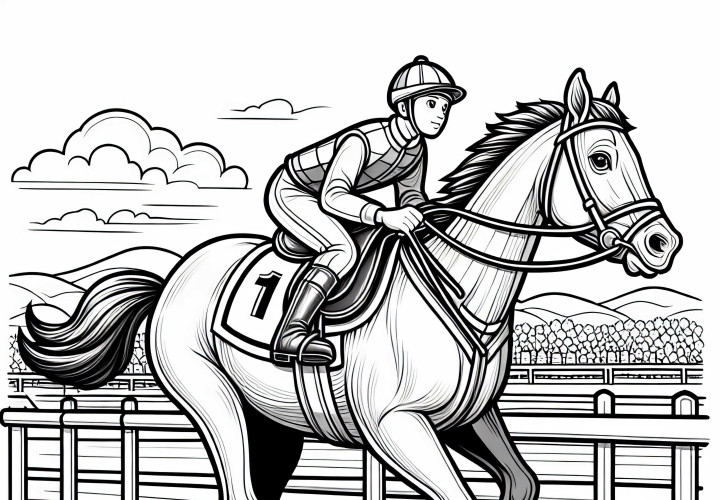 Cavaliere su cavallo - Disegno da colorare gratuito Cavaliere su cavallo – Disegno da colorare gratuito