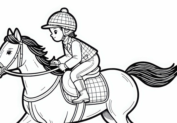 Cavaliere corre al galoppo - Disegno da colorare gratuito Cavaliere galoppa - Disegno da colorare gratuito