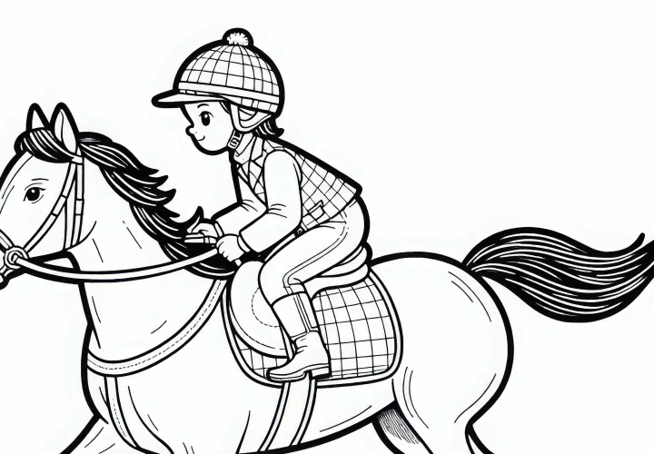 Jahteža jaha v galopu - brezplačna barvna predloga