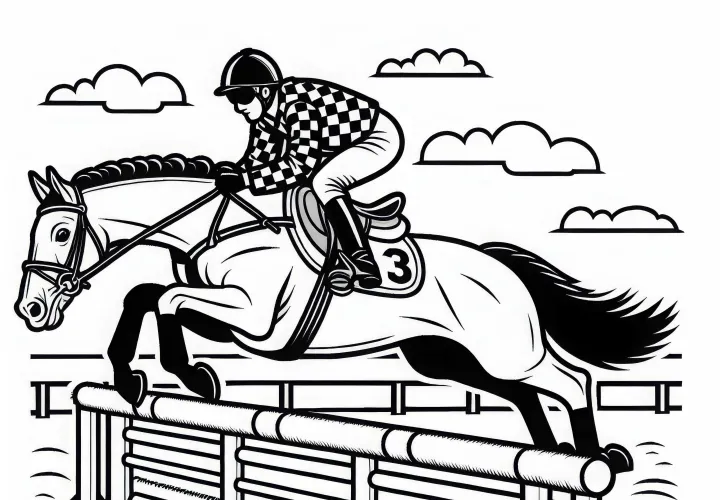 Jahač skoka preskoči oviro – brezplačna barvanka