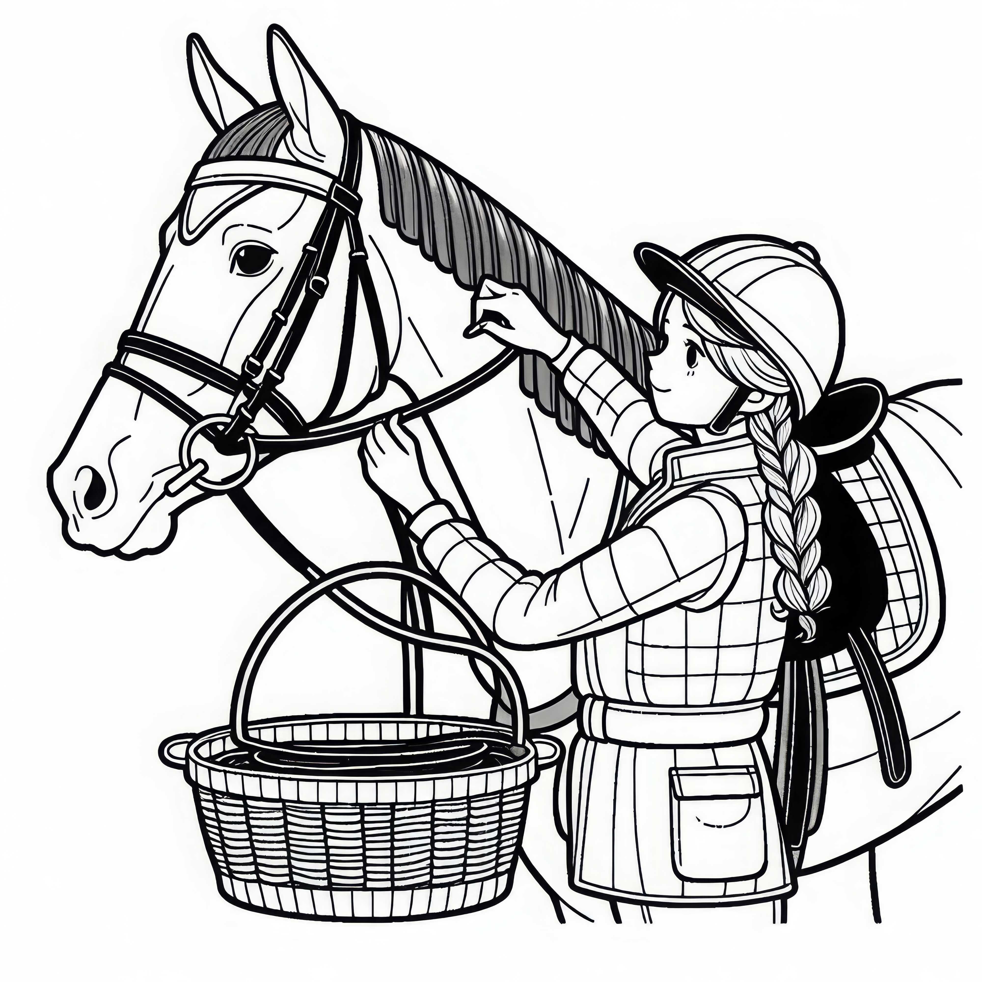 Cavallerizza Prepara il Cavallo Per La Prossima Corsa - Disegno Da Colorare Gratuito