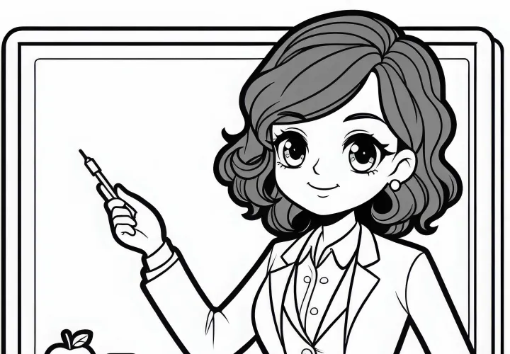 Dibujo para colorear de una profesora: Descarga gratuita