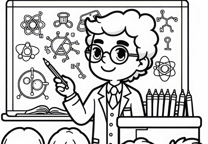 Il professore tiene una lezione davanti agli studenti - Modello da colorare gratuito Il professore tiene una lezione davanti agli studenti - Modello da colorare gratis