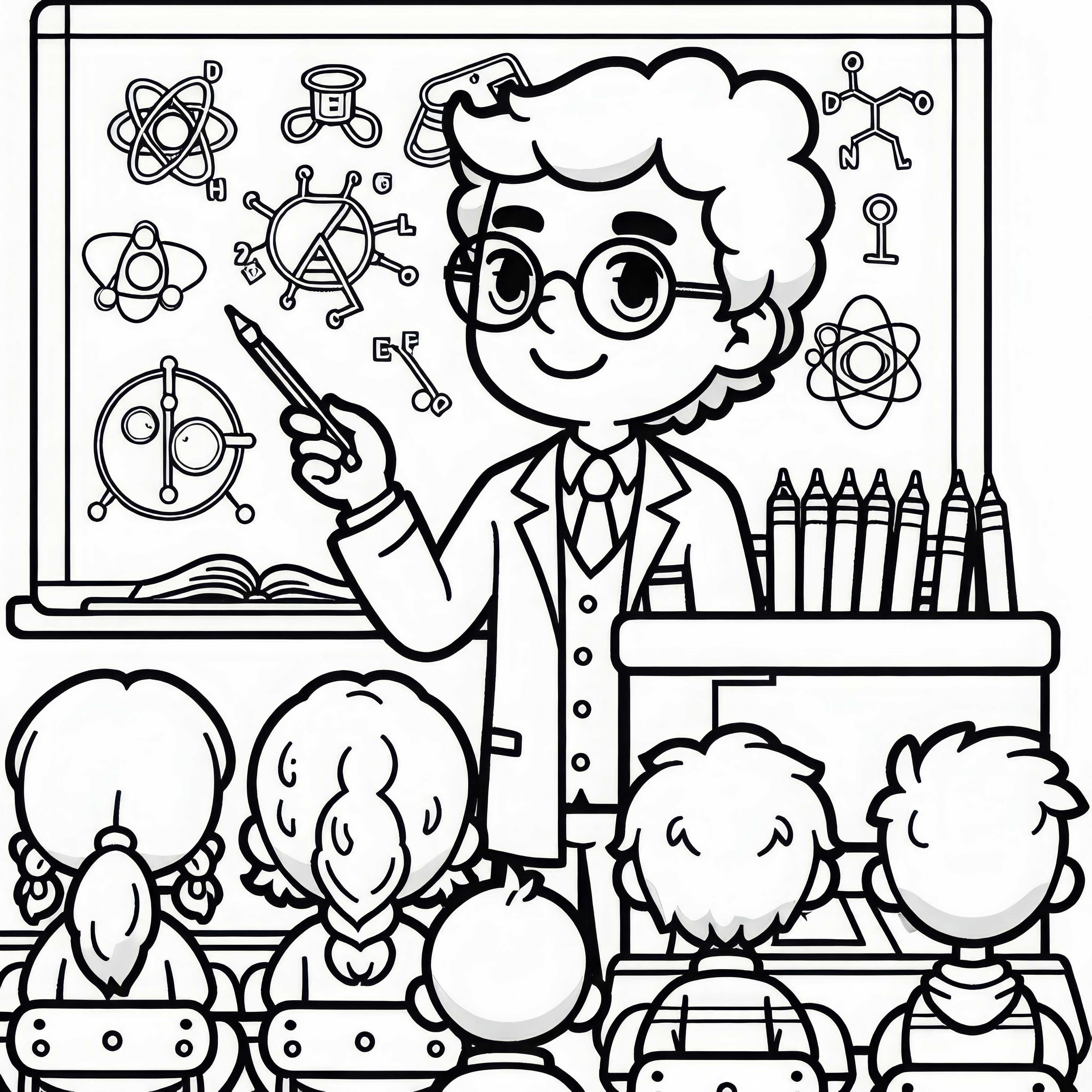 Il professore tiene una lezione davanti agli studenti - Modello da colorare gratuito