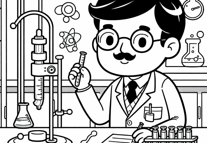 Il professore conduce un esperimento in laboratorio - Disegno da colorare gratuito Il professore conduce un esperimento in laboratorio - Disegno da colorare gratuito