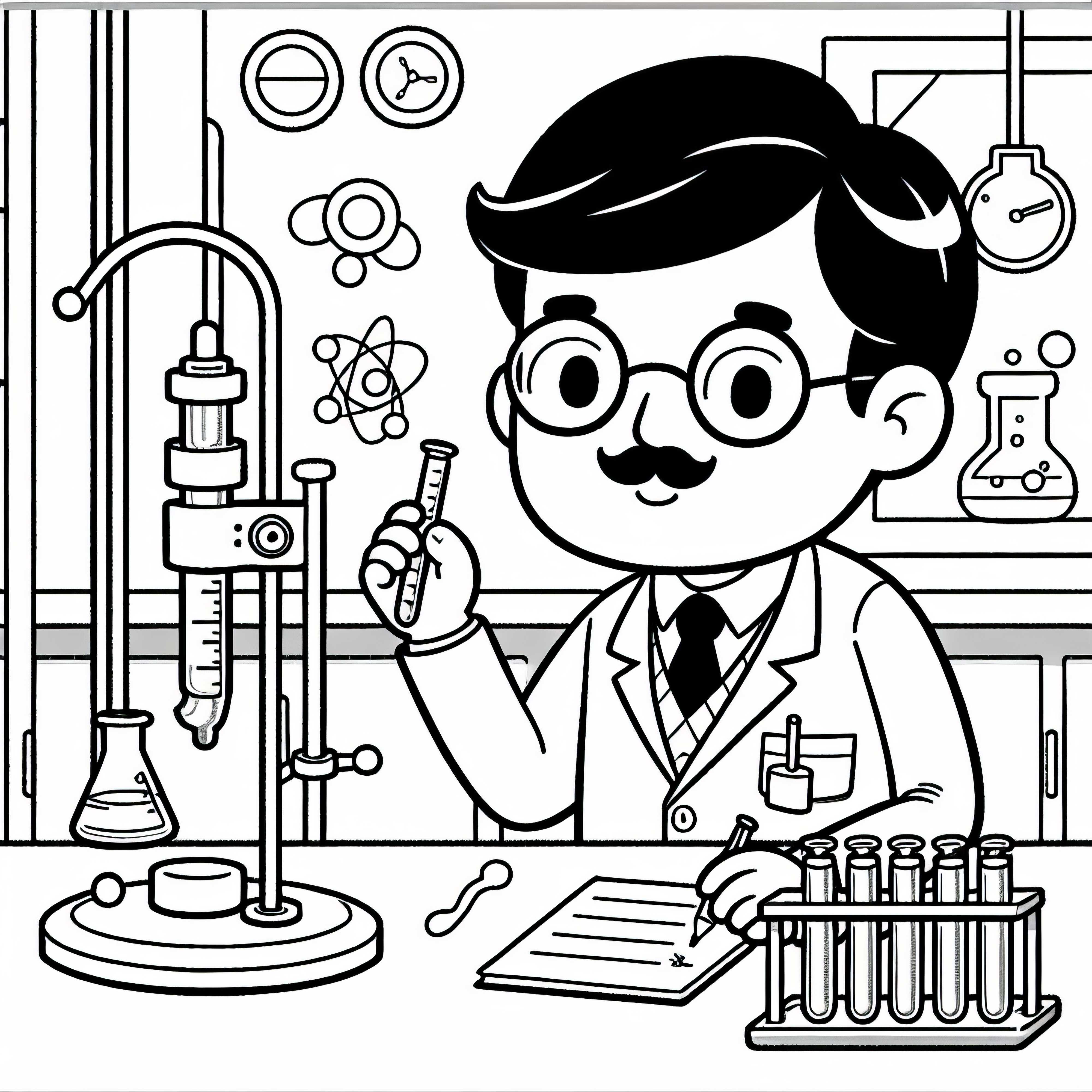 Il professore conduce un esperimento in laboratorio – Disegno da colorare gratuito
