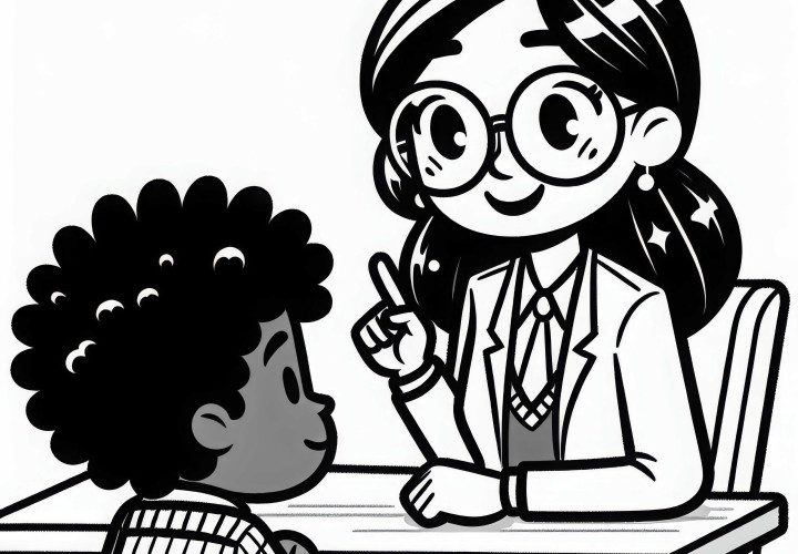 Professoressa discute con gli studenti – disegno da colorare gratuito Professoressa discute con studenti – disegno da colorare gratuito