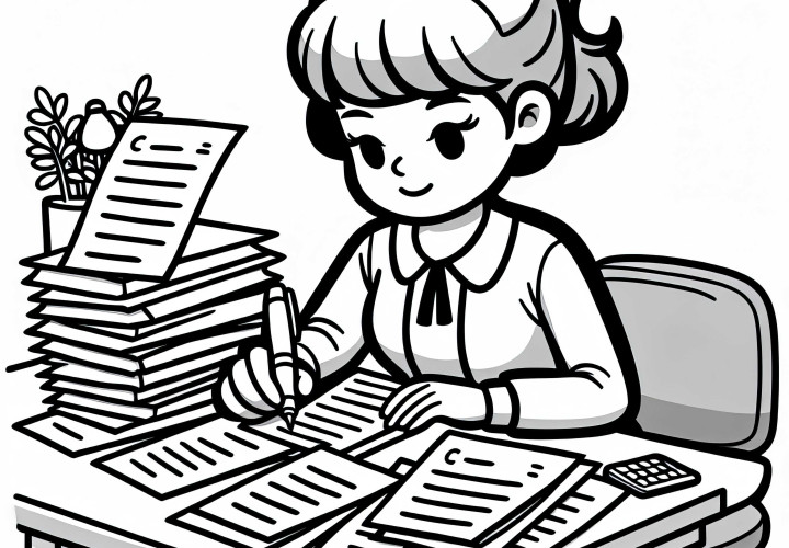 Professoressa controlla gli esami – Modello da colorare gratis da scaricare Professoressa Controlla gli Esami – Modello da Colorare gratuito da scaricare