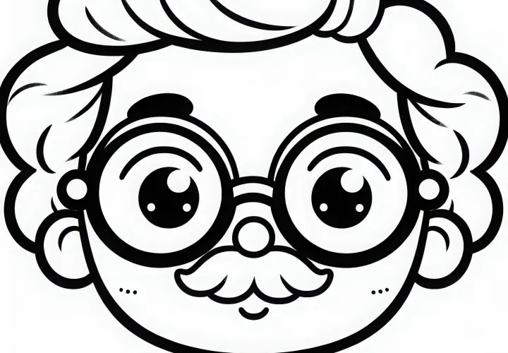 Profesor con gafas - Plantilla para colorear sencilla gratis