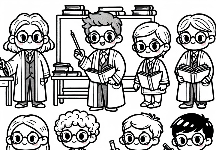 Bambini come professori disegno da colorare gratuito Bambini come professori disegno da colorare gratuito