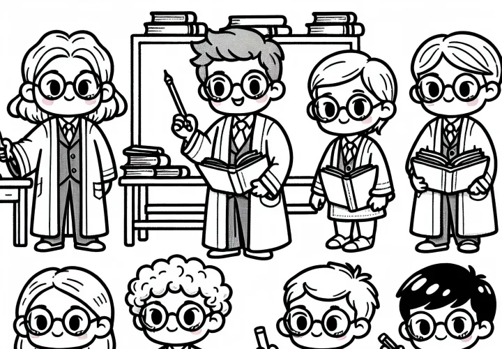 Niños como profesores dibujo para colorear gratis