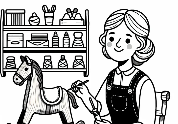 Fabricante de juguetes crea caballito de madera - Dibujo para colorear gratis