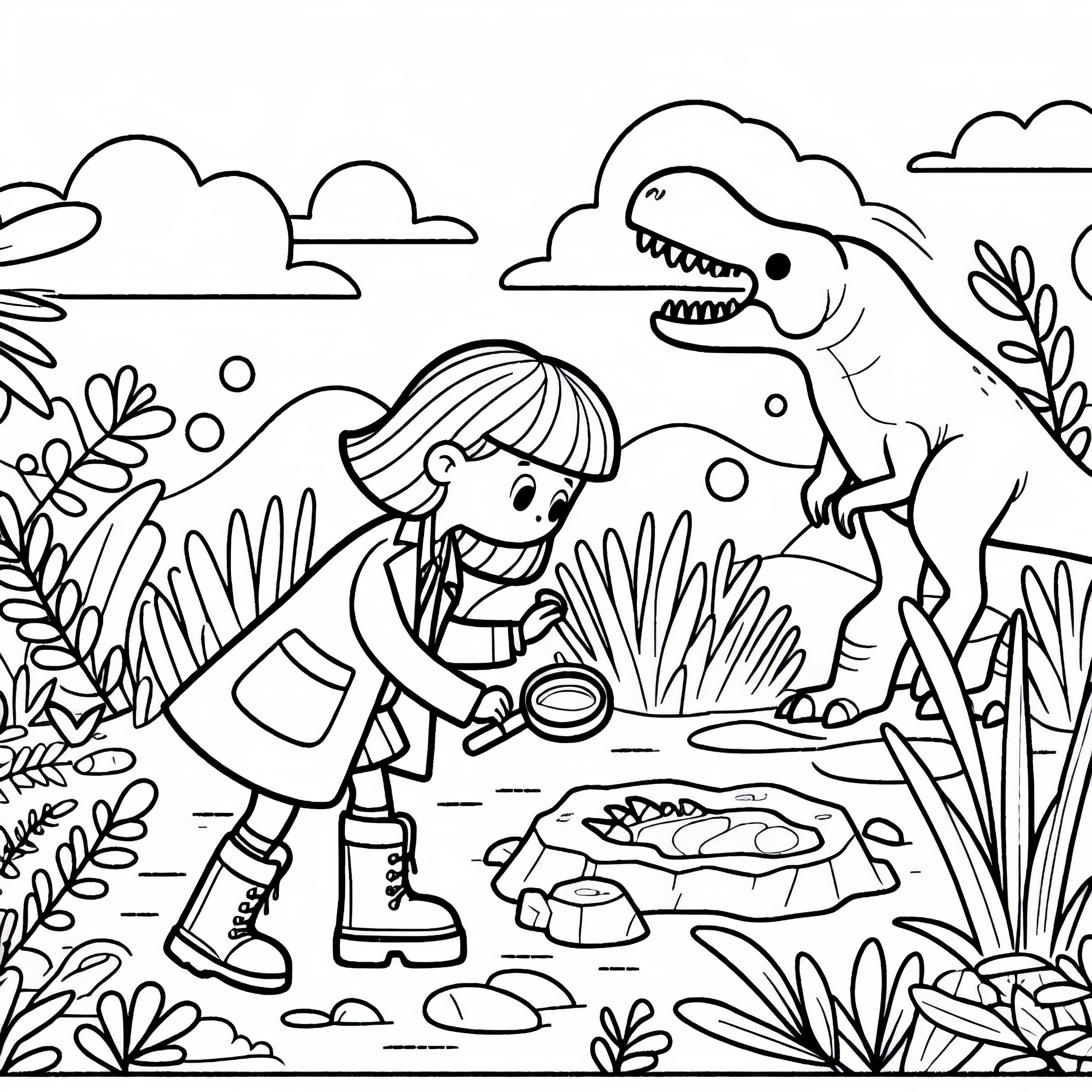 Pesquisadora de dinossauros descobre pegada fossilizada – modelo de pintura grátis