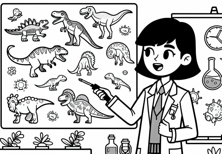 Investigadora de dinosaurios ofrece conferencia sobre especies de dinosaurios - Dibujos para colorear gratis