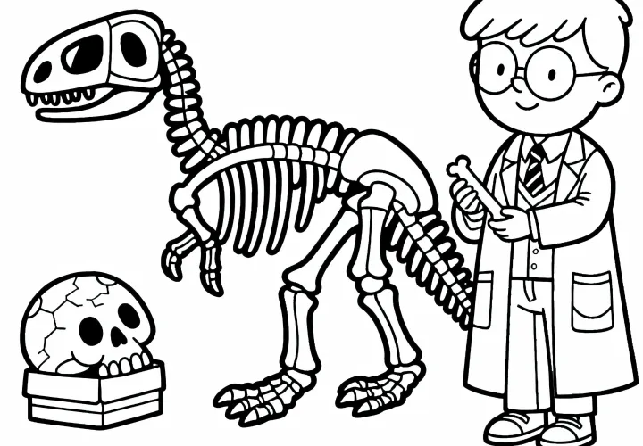 Esqueleto de un dinosaurio plantilla para colorear gratis