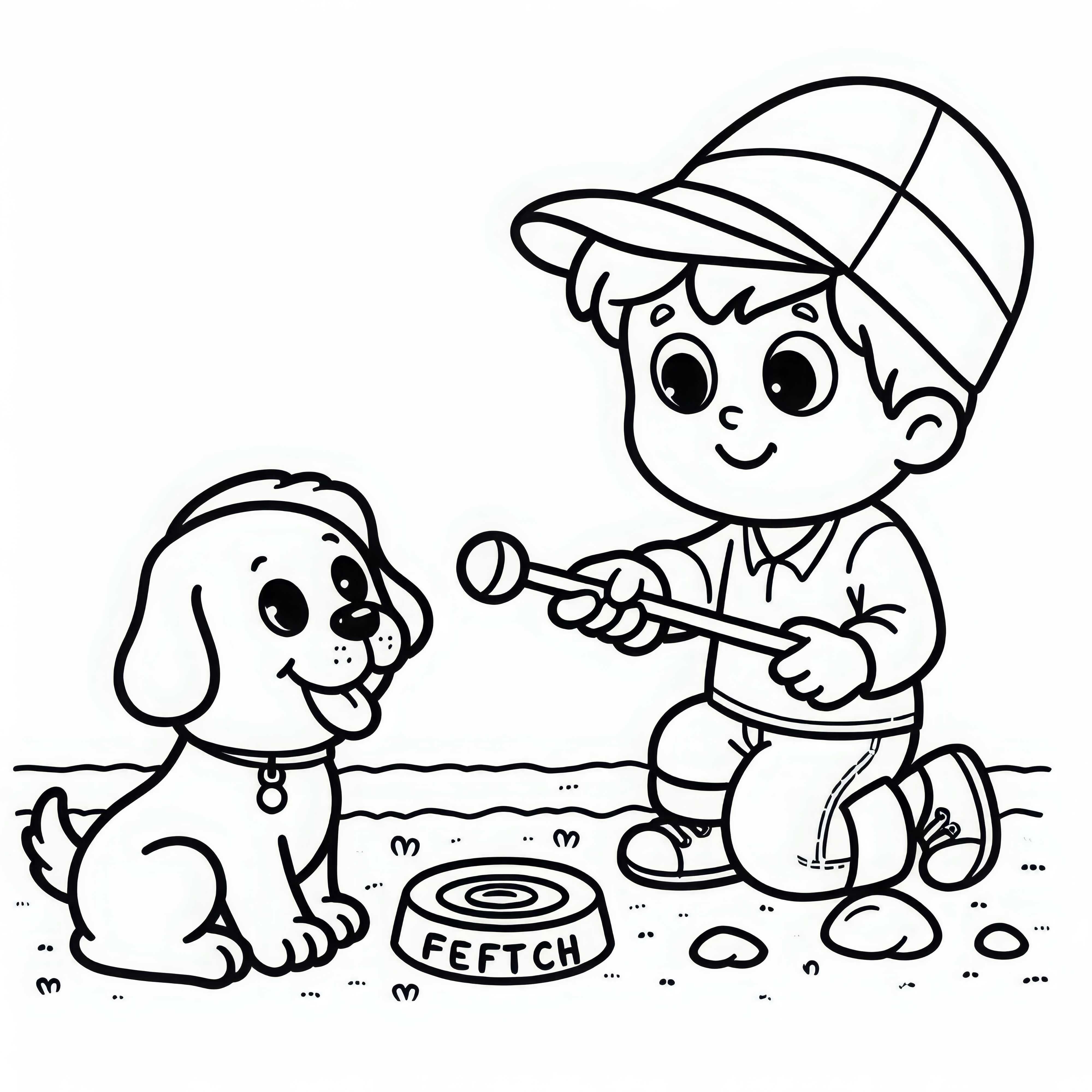 Pelatih hewan mengajarkan anjing untuk mengambil dan membawa – Gambar untuk diwarnai gratis