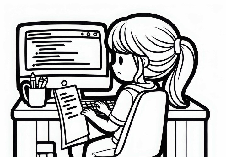 Plantilla para colorear programadora gratis Plantilla de colorear de programadora gratuita