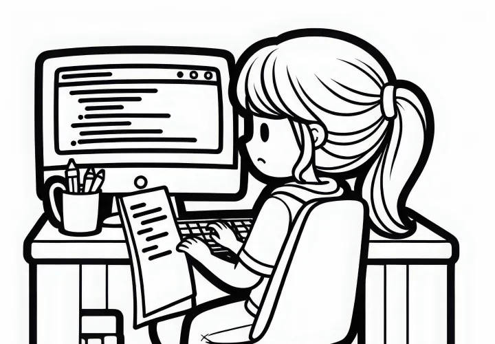 Plantilla de colorear de programadora gratuita