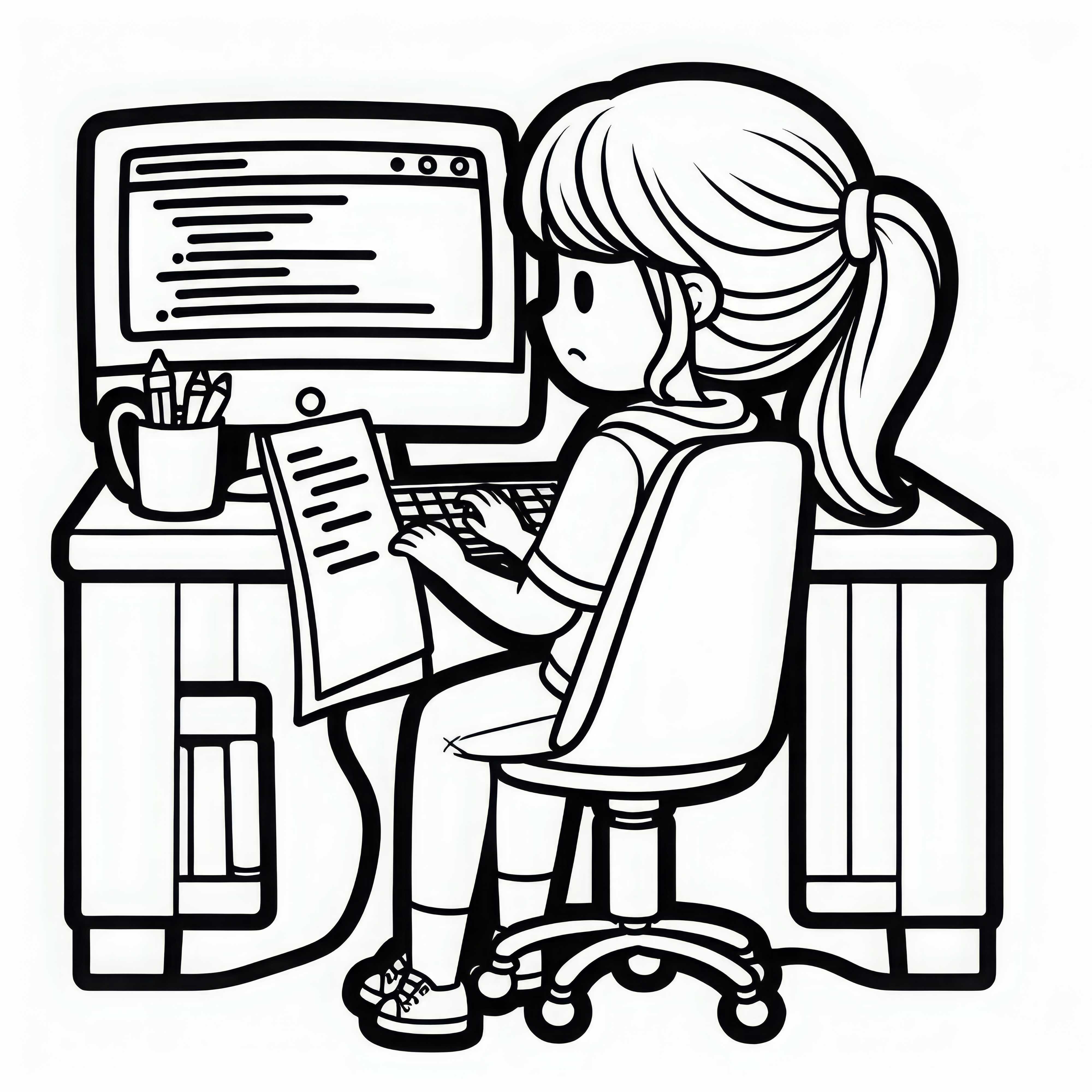 Plantilla de colorear para programadoras gratis Plantilla para colorear de programadora gratis
