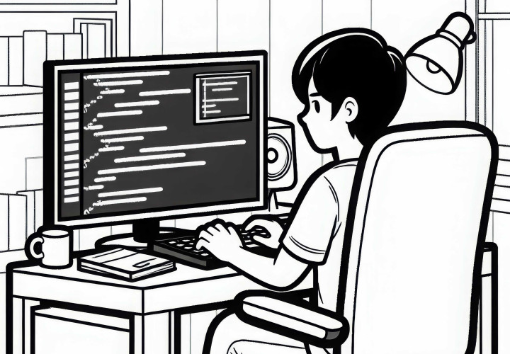 Plantilla de colorear de programador gratuita Plantilla para colorear de programador gratis