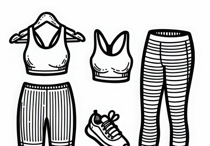 Sports leggings and tank tops for aerobics - free coloring page