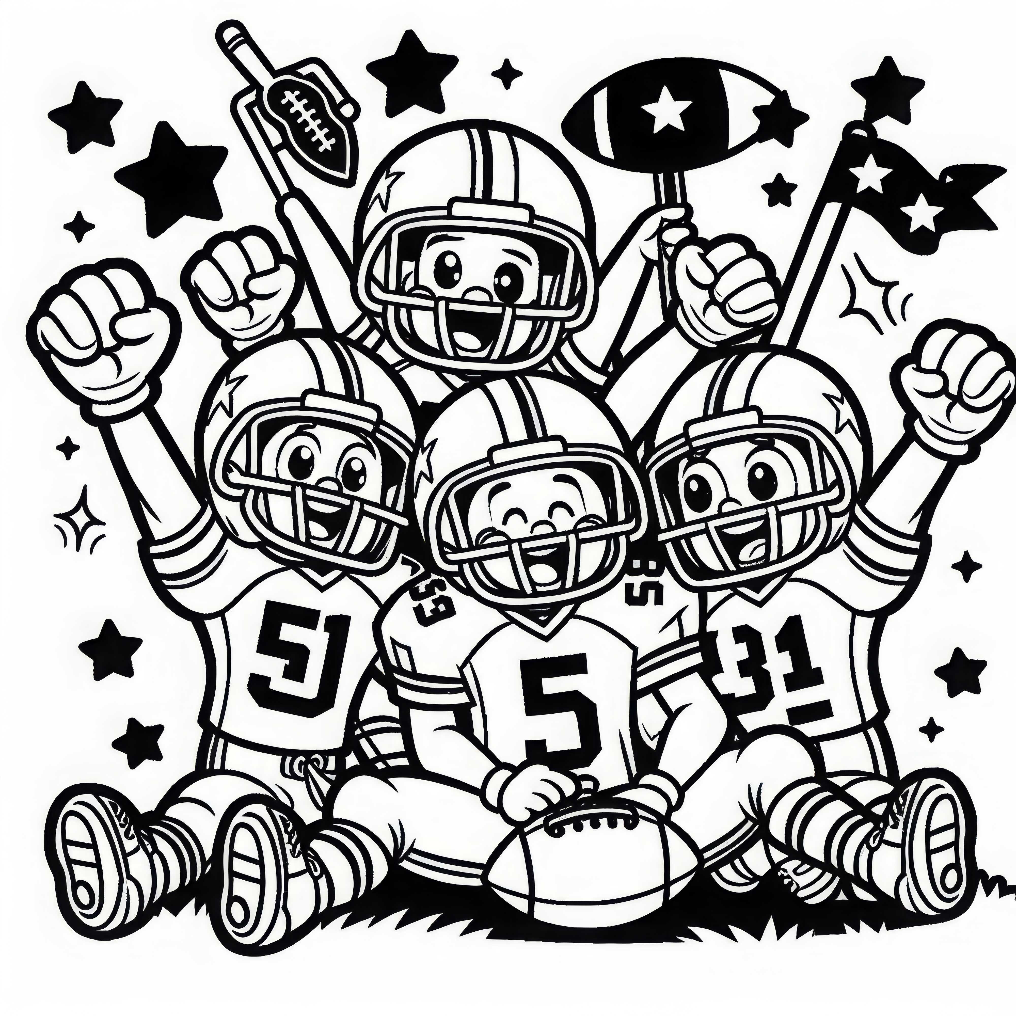 Fotbollslag firar uppnådd touchdown – Målarbild gratis