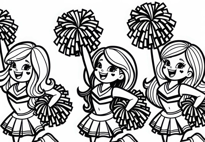 Cheerleaders vid fotboll hejar på laget – Målarbild gratis