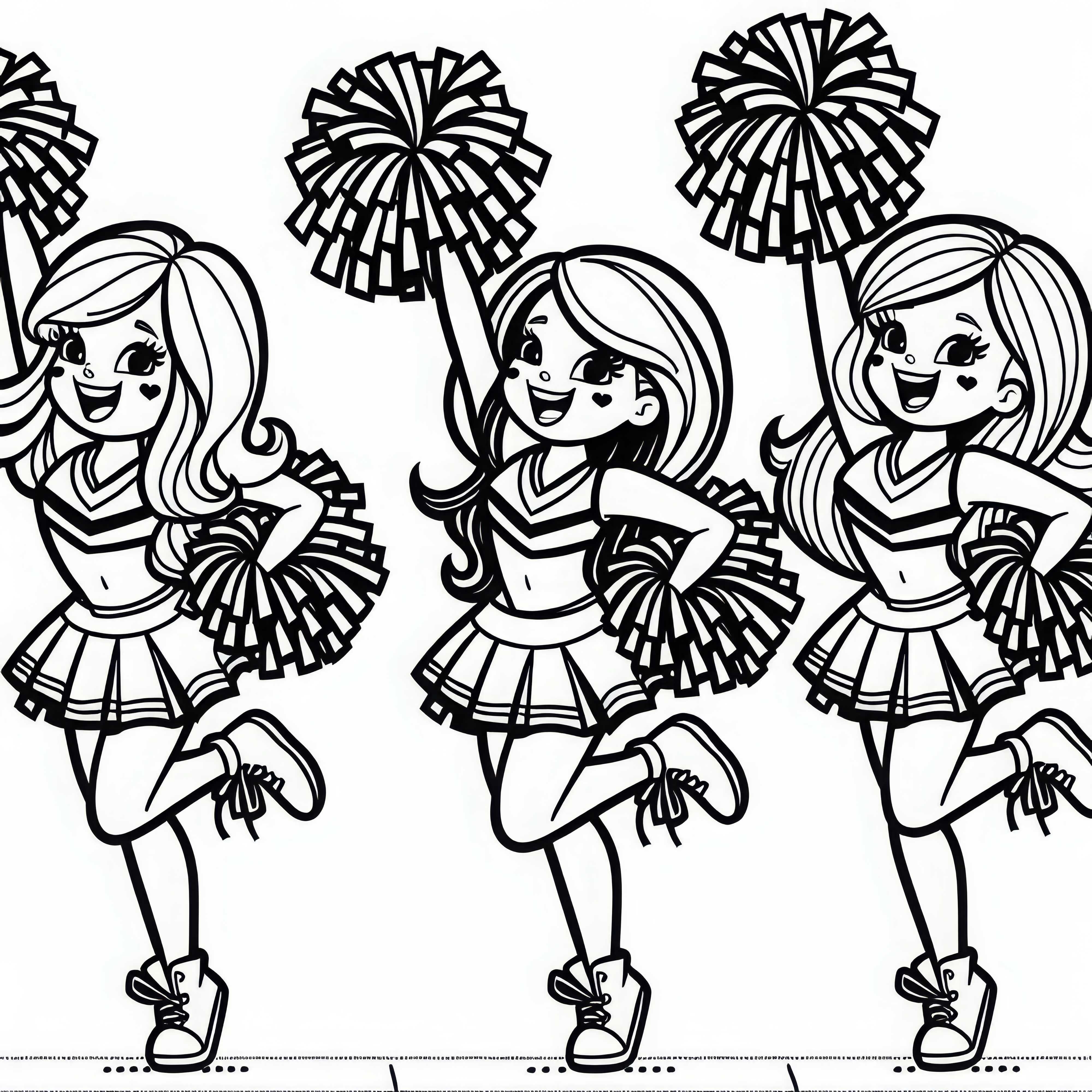 Cheerleaders vid fotboll hejar på laget – Färgläggningsbild gratis