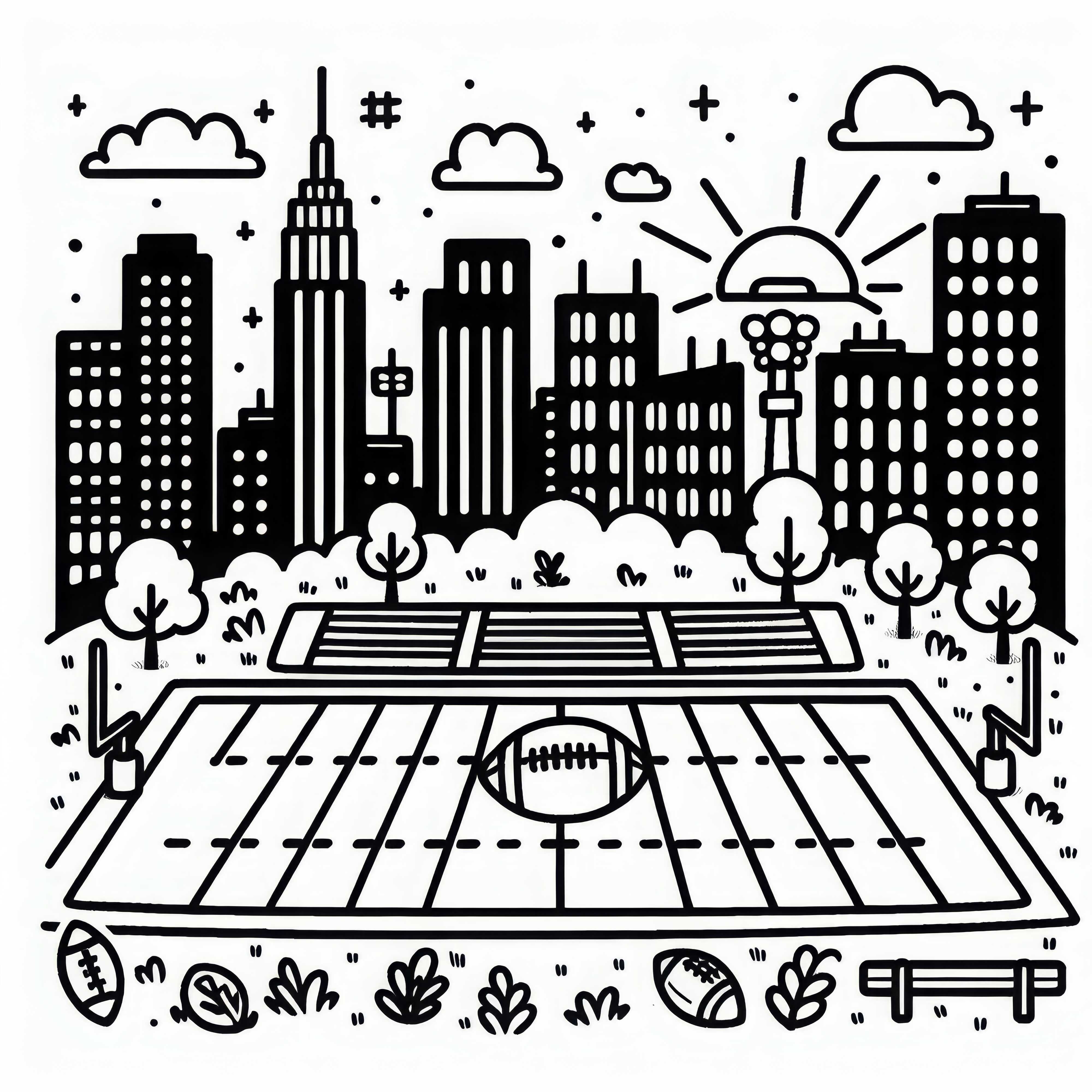 Gratis målarbild av en amerikansk fotbollsplan