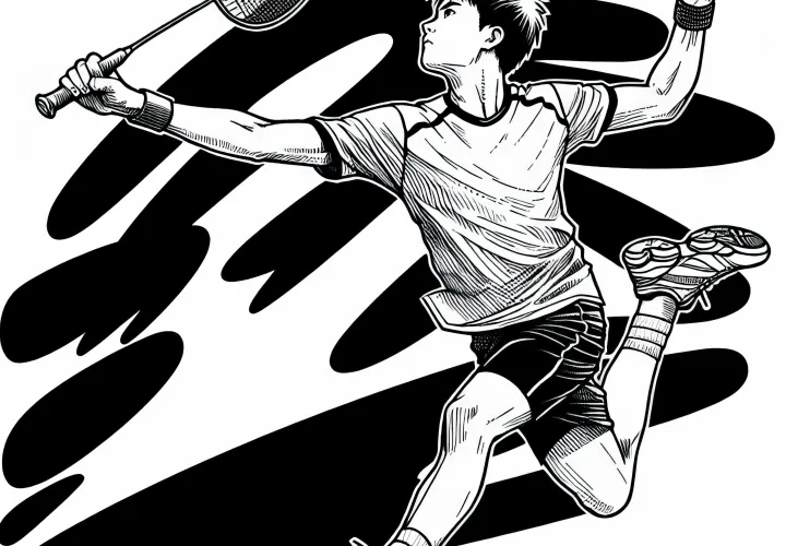 Badminton player serving - coloring page free