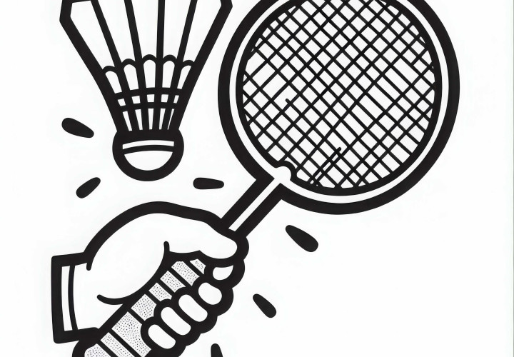 Template Mewarnai Raket Badminton Mudah Unduh Gratis dan Warnai