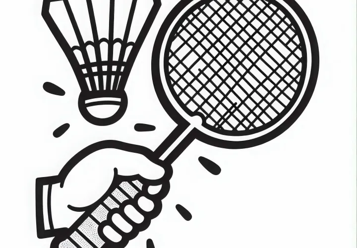 Badminton Racket Coloring Page Simple Free Download and Color