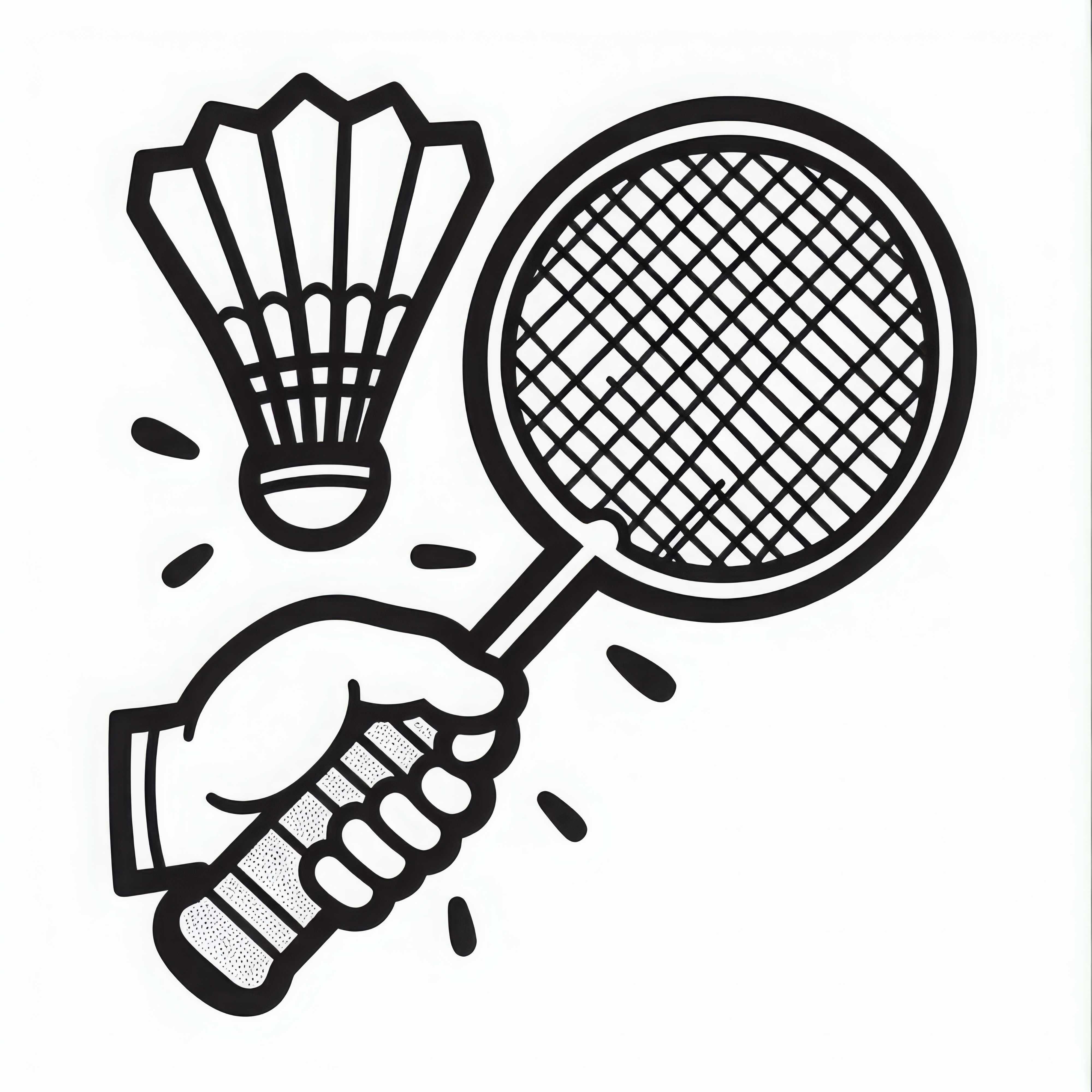 Templat Mewarnai Raket Badminton Sederhana Gratis Untuk Diunduh dan Diwarnai