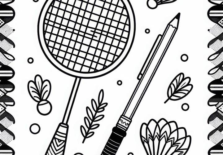 Gratis Template Mewarnai Raket Badminton