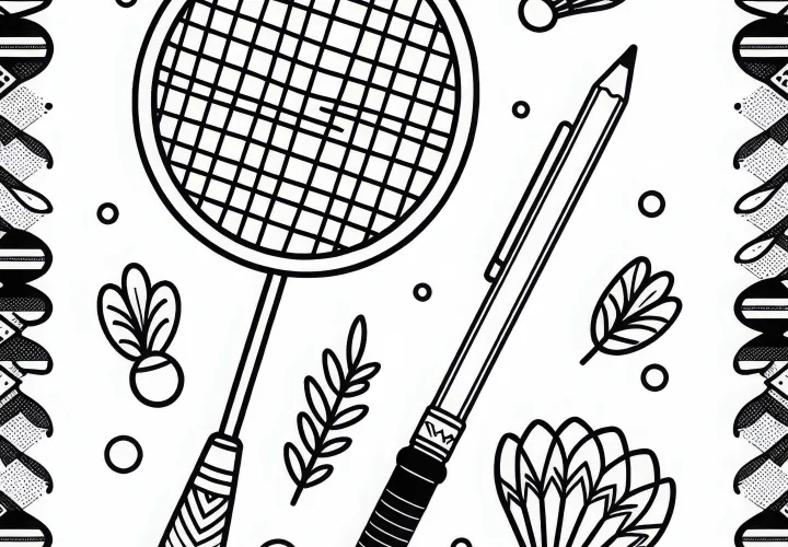 Free Badminton Racket Coloring Page