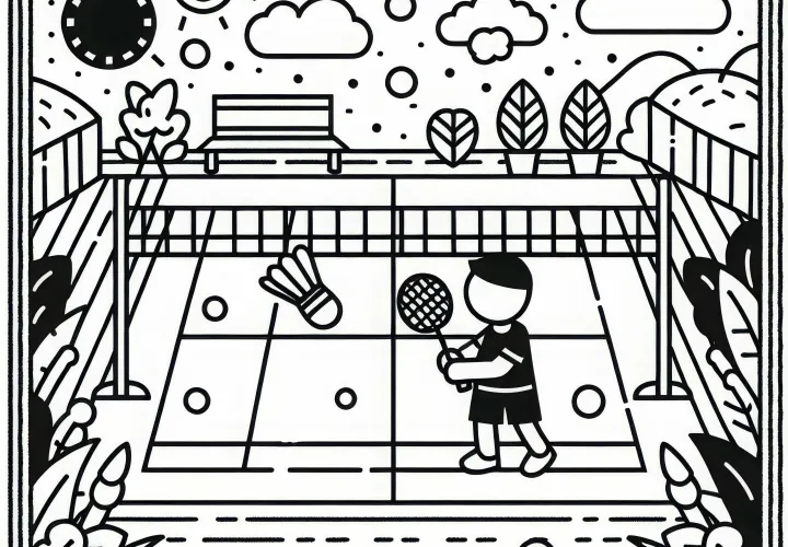 Badminton court coloring page - Free to download