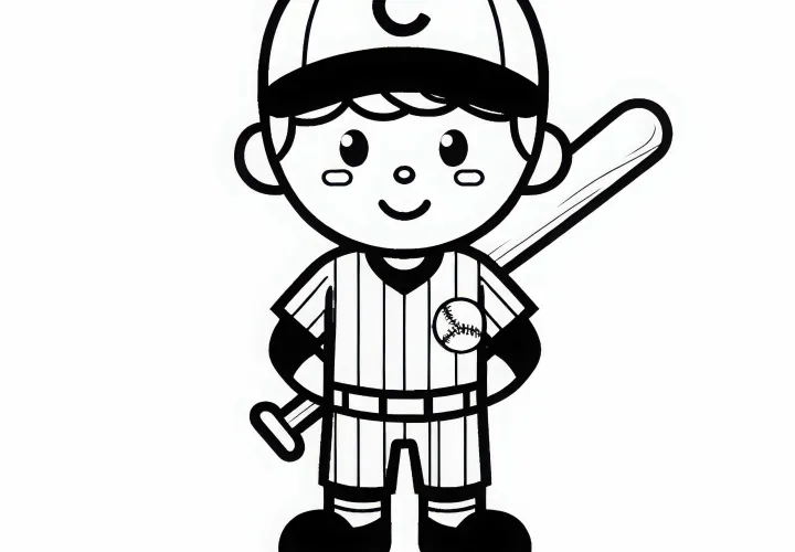 Baseballer Ausmalbild Einfach Kostenlos