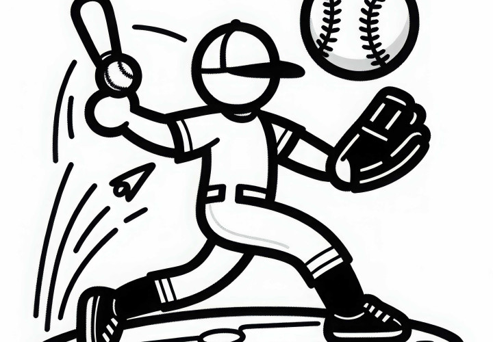 Plantilla para colorear de béisbol fácil para descargar gratis Plantilla para colorear de béisbol fácil para descargar gratis