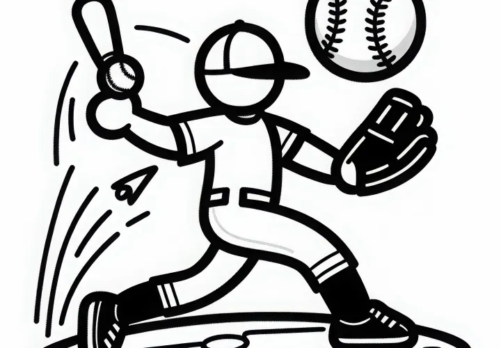 Baseball Malvorlage Einfach Kostenlos Herunterladen