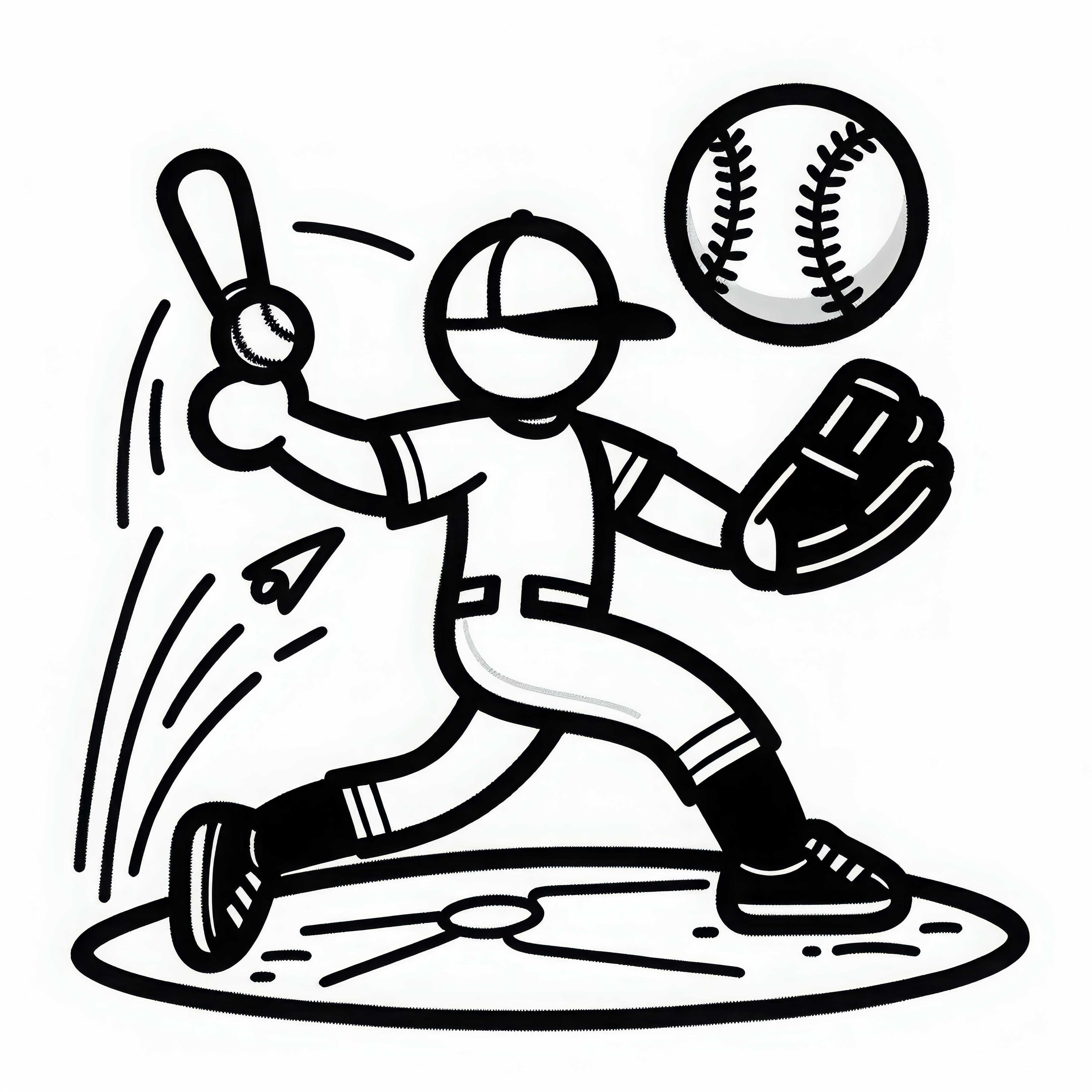 Plantilla de dibujo de béisbol fácil para descargar gratis