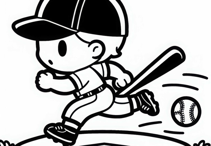 El jugador de béisbol corre hacia la siguiente base - Plantilla para colorear gratis El jugador de béisbol corre hacia la siguiente base - plantilla de dibujo gratis