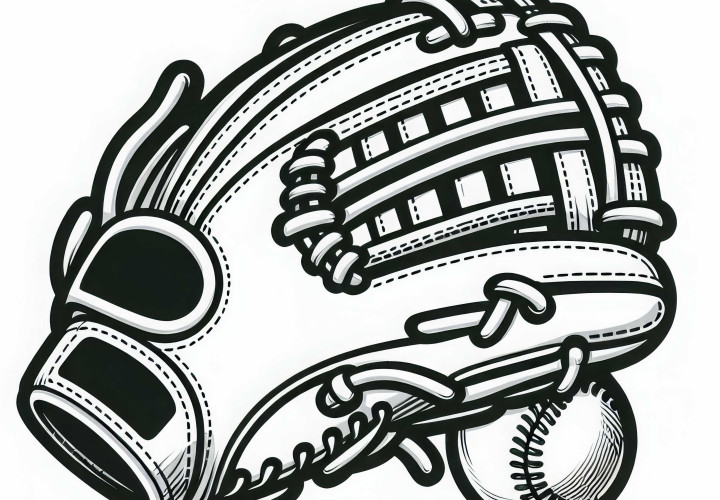 Plantilla de dibujo de guante de béisbol gratuita para descargar y colorear Plantilla de dibujo de guante de béisbol para descargar y colorear gratis