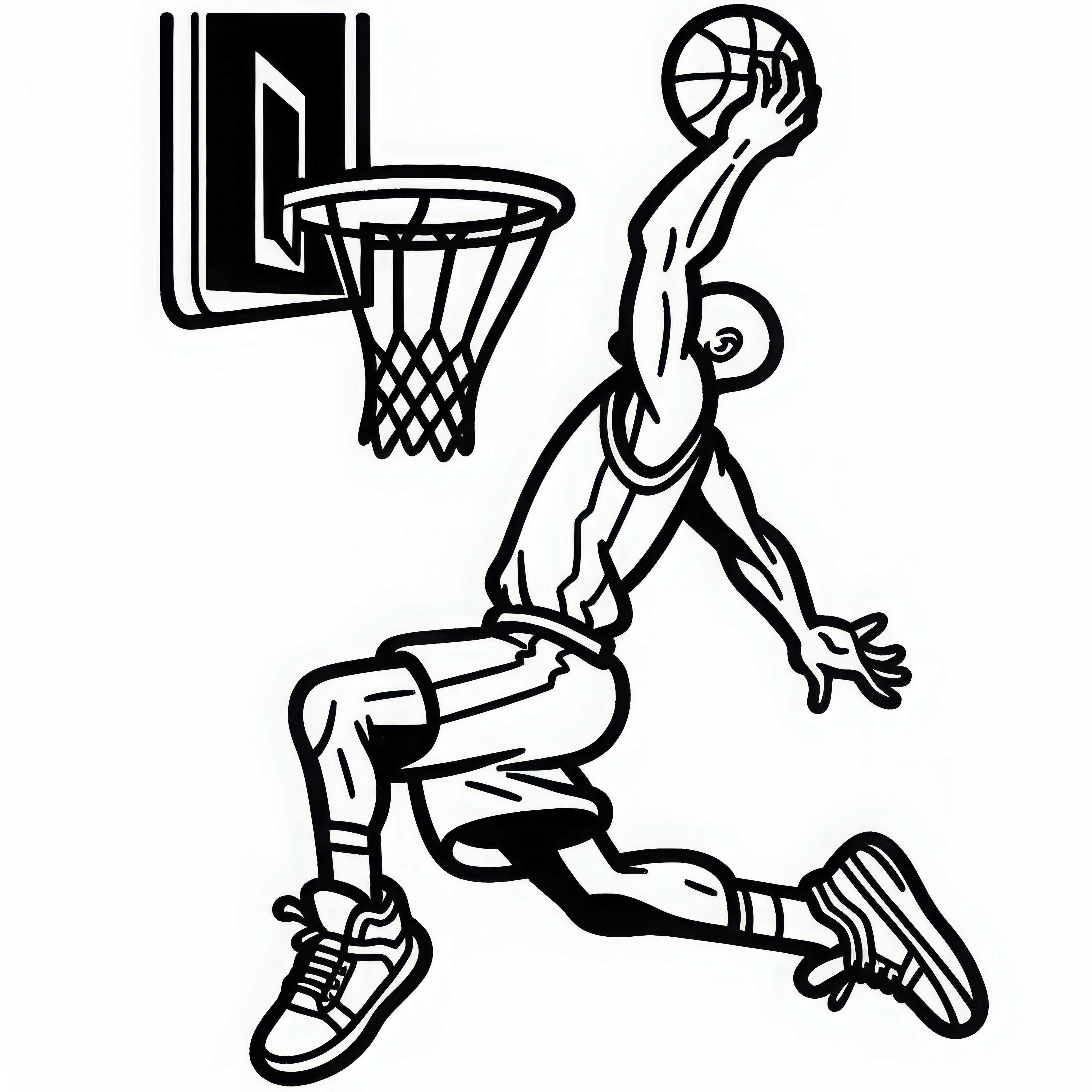 Basketballspieler macht Dunking - Malvorlage gratis