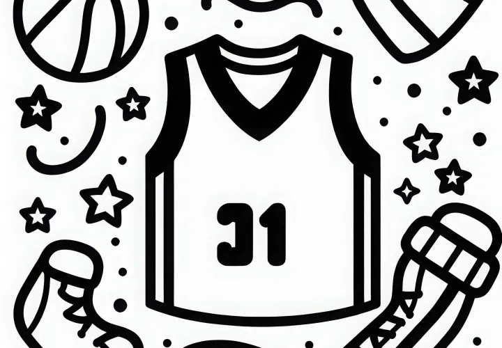 Plantilla de dibujo de camiseta de baloncesto simple y gratuita